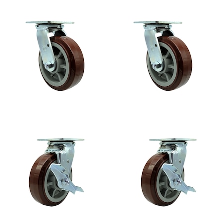 Service Caster Greenlee Caster Set - MA6065 GMX Cart - 2 Swivel 2 Swivel Brakes -SCC, 4PK GRE-SCC-30CS620-PPUR-2-TLB-2
